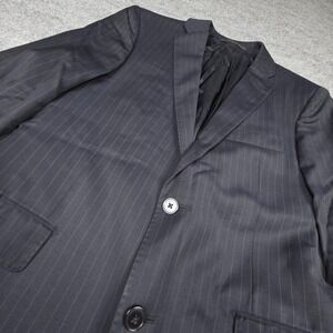 Boggi Milano Wool Blazer Jacket Men's 48 (Medium) Black Pin Stripe Super 130's